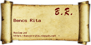 Bencs Rita névjegykártya