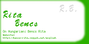 rita bencs business card